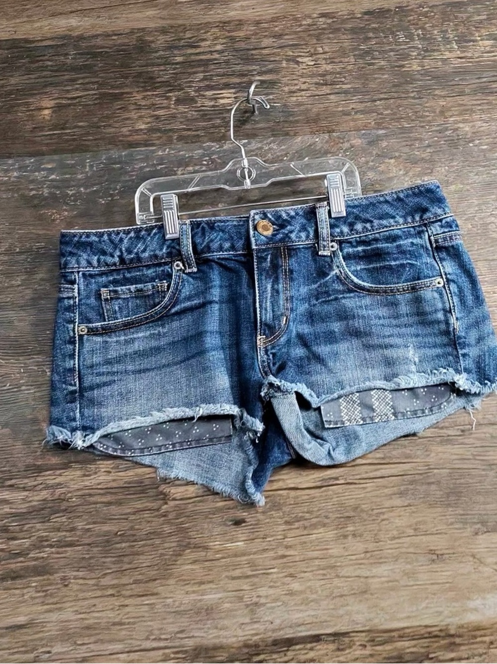 American Eagle Outfitters Blue Frayed Hem Denim Shorts